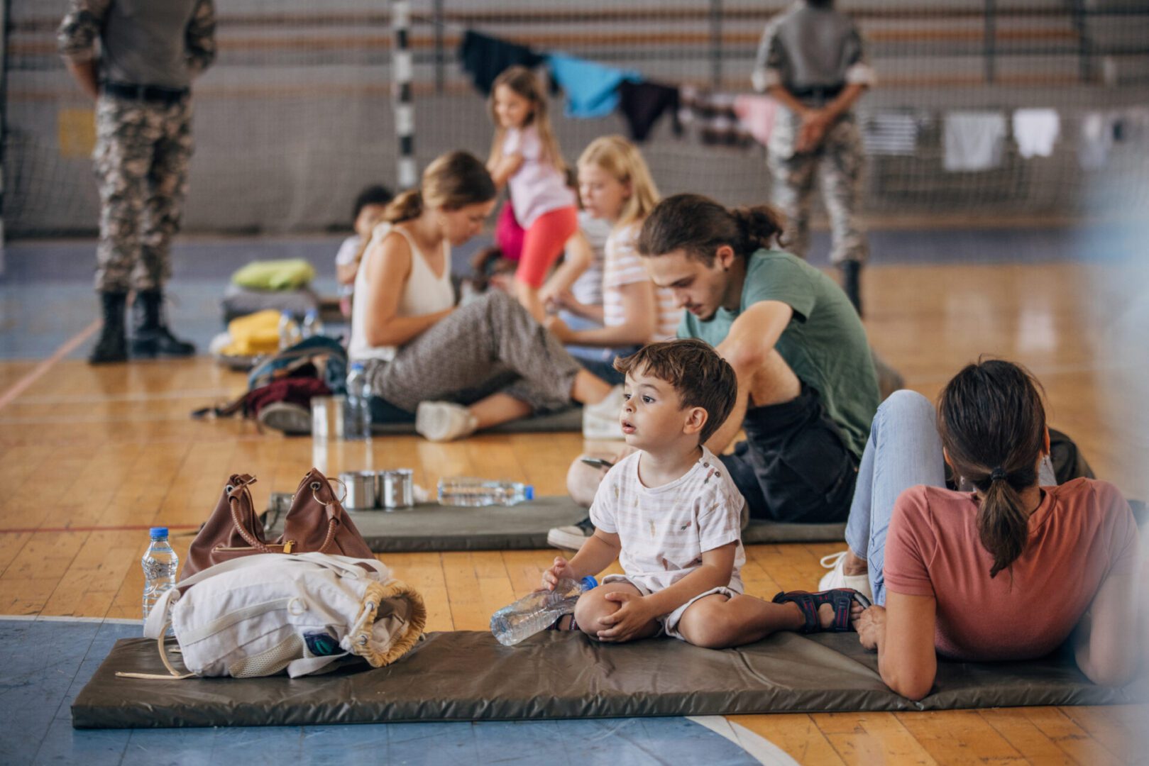 Indoor gathering with children and adults.