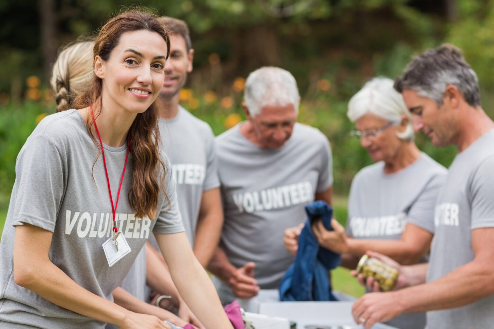 Group of volunteers working together