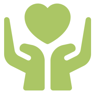 Heart supported by two hands